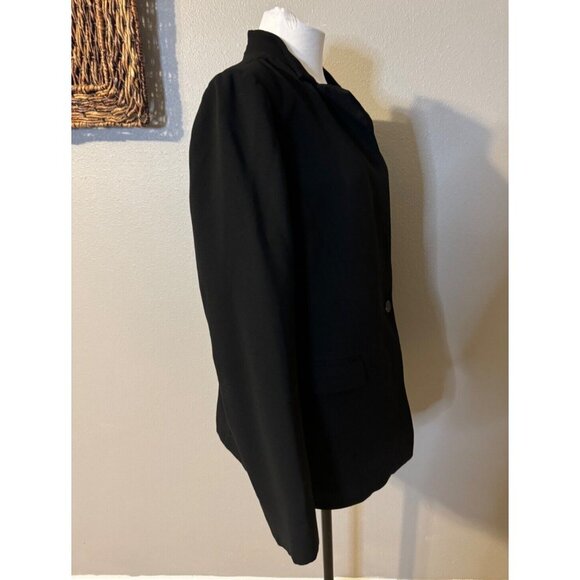 WHBM Suit Jacket Blazer 14 Black Classic Single Button Polyester Washable $199 - Picture 7 of 12